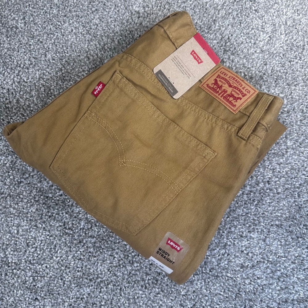 Levis Middy Straight Pants Womens 30x30 Brown Cotton Twill Mid Rise Casual NEW